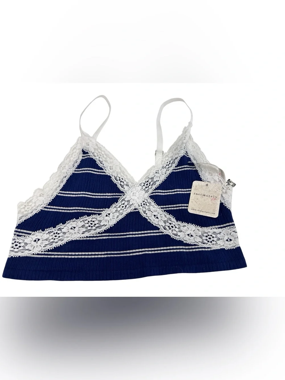 NWT Free People Gigi Seamless Striped Bralette in Blue Depths Combo